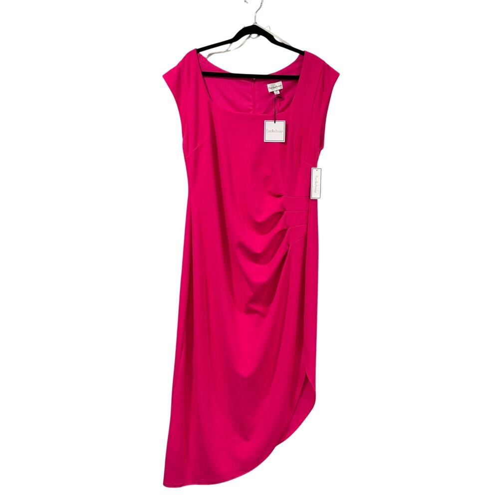 Hot Pink Barbiecore HOCO Prom Ruched Midi Dress NWT Premier Amour Women's 16